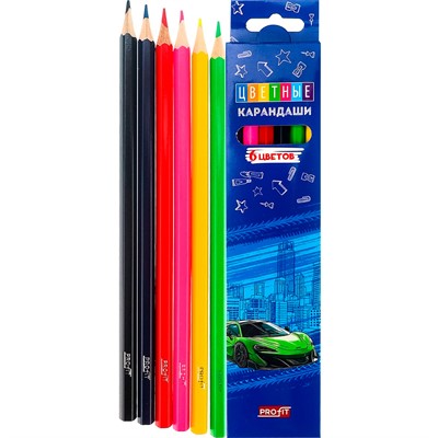 Карандаши цветные 6 цв. Спорткар КЦ-2632 - фото 69917628