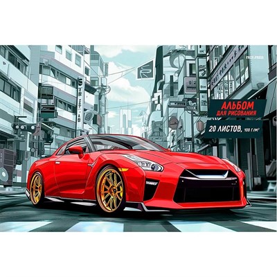 Альбом для рисования 8 л. Красное авто в городе А20-8250 - фото 69917665