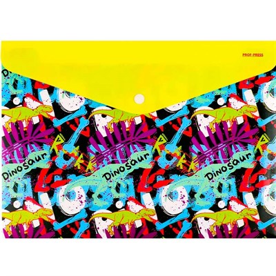 Папка-конверт на кнопке А4, 180мкм, DINOSAUR ПК-3029 - фото 69917682