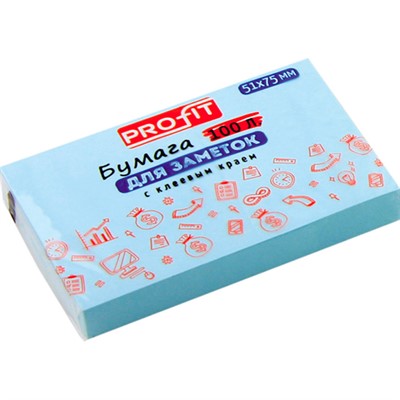 Бумага для заметок с клеевым краем ГОЛУБАЯ 51х75мм,100л, ЗБ-5570 - фото 69917714