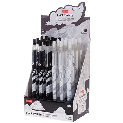 Карандаш механический 0,5мм НВ - Black&White- Ассорти 090439 - фото 69917809