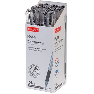 Ручка шарик Черная Byte  0,7мм чернила на масл.основе с резиновым грипом 091399 - фото 69917841