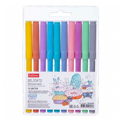 Фломастеры 10 цв. DELICATO пастельные FP_069404 Hatber - фото 69918035