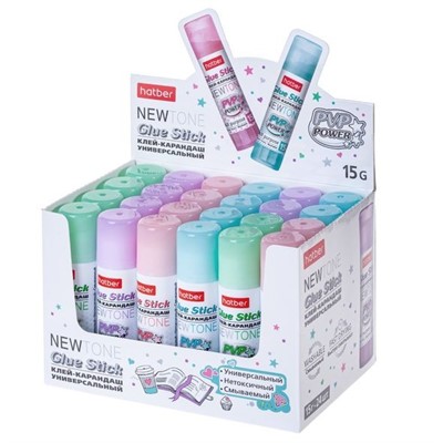 Клей карандаш 15 гр. с дозатором NEWtone GS_067211 Hatber - фото 69918071
