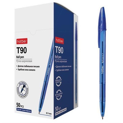 Ручка шариковая синяя на маслянной основе 0,7мм Т-90 BP_062568 Hatber - фото 69918298