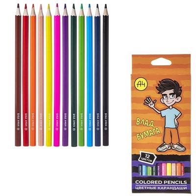 Карандаши цветные 12 цв. Влад А4 CS_073269 Hatber - фото 69918309