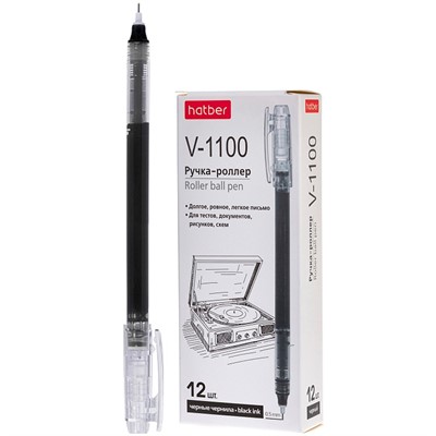 Ручка роллер V-1100 Черная 0,5мм RP_085064 Hatber - фото 69918466