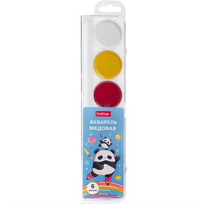 Акварель 6 цв. медовые полусухие Плюшевые панды б/к AQ_092131 Hatber - фото 69918483