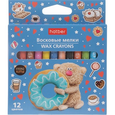 Восковые мелки 12шт Кофейные коты 092084 - фото 69918599
