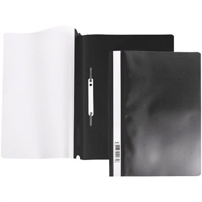 Папка-скоросшиватель А4ф 140/180мкм Черная Пластиковая прозрачный верх 039959 - фото 69918606