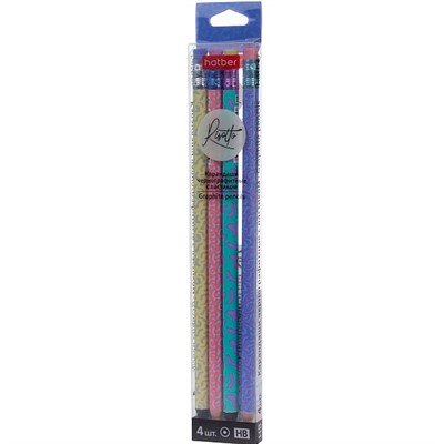 Набор карандашей ч/гр Darwin 4шт. "HB" с ластиком 093399 - фото 69918635