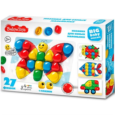 Набор для творчества Мозаика для самых маленьких Бабочка d40/4 27 эл. BABY TOYS 03580 - фото 69918714