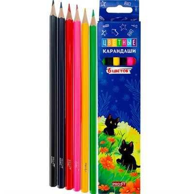 Карандаши цветные 6 цв. Кошачья прогулка КЦ-2633 - фото 69918864