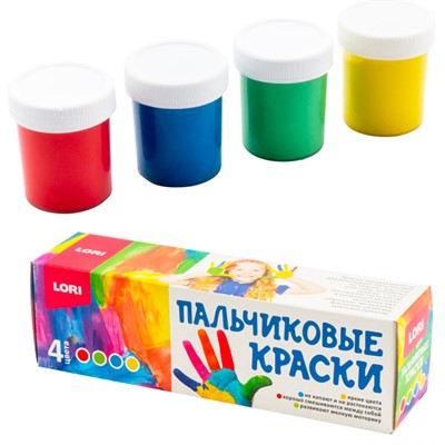 Набор для творчества Пальчиковые краски 4 цвета по 50 мл Пкр-007 Lori - фото 69919371