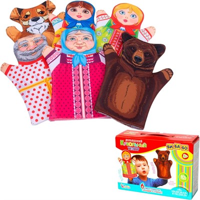 Кукольный театр Маша и медведь 6 кукол-перчаток 04137 - фото 69919411