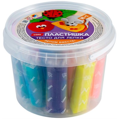 Набор для творчества Пластишка. Тесто для лепки 18 цв по 24 гр с формочкой  (ведерко с ручкой) Тдл-045 Lori - фото 69919427