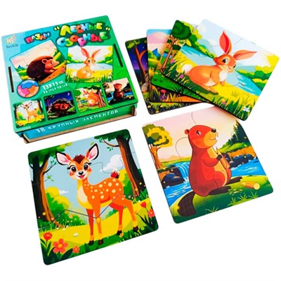 Деревянный Пазл Лесные, озорные 01160 - фото 69919997