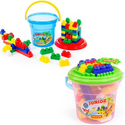 Конструктор Юниор 57дет. в ведре Макси с крышкой П-Е/6/ - фото 69920662