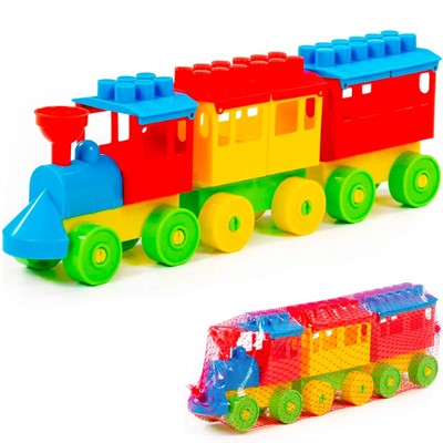 Конструктор Самоделкин -строитель Паровоз с 2 вагонами /30/ /П-Е/ - фото 69920672