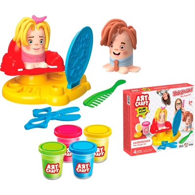 Набор для творчества Набор для лепки Веселый парикмахер, тесто 4х56г 03458 AЯT CRAFT - фото 69920682