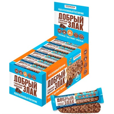 Мультизлаковый батончик с молочным шоколадом 19г цена за 1 шт (24 шт в упак) КН10054 ДОБРЫЙ ЗЛАК - фото 69921058