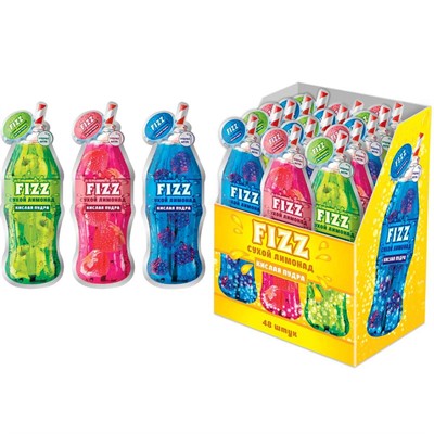 FIZZ Сухой лимонад кислая пудра в пакете с трубочкой 10г цена за 1 шт (48 шт в упак) КТ95091 - фото 69921066