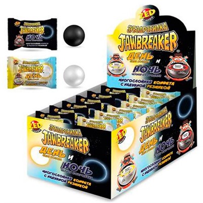 ЗУБОДРОБИЛКА День и Ночь многослойная конфета с надувной резинкой,13гр  блок 45 шт. КТ93888 - фото 69921120