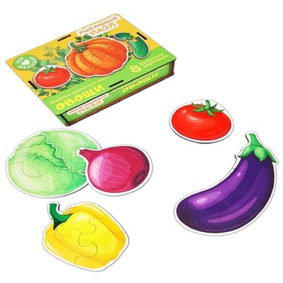 Деревянный Фигурный пазл "Мой первый пазл Овощи" 8560 - фото 69921458
