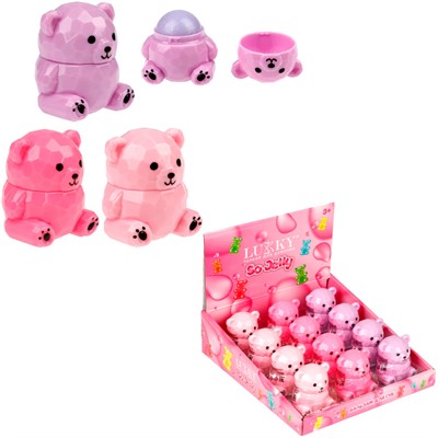 Бальзам для губ дет с блёстками Мишка Тедди,9гр. 3 цвета в ассортименте Т26692 Lukky - фото 69921688