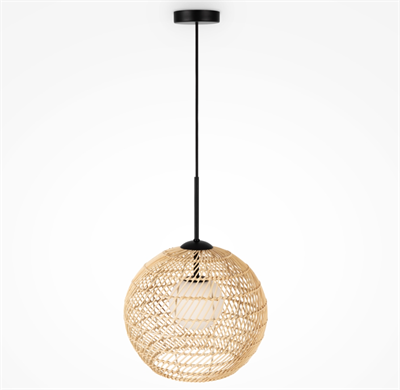 Люстра шар ротанг D30 см - фото 69922937