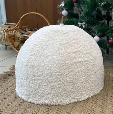 Плетеный абажур с мехом 60*45 см - фото 69923857