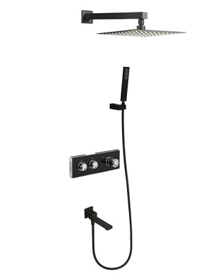 Stora Встраимаемый душевой комплект с термостатом 3 режима TVZ-0899 Чёрный - фото 69926530