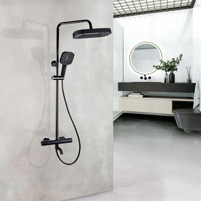 Deivon Душевая стойка с термостатическим смесителем SDI-1834 Черная - фото 69926609