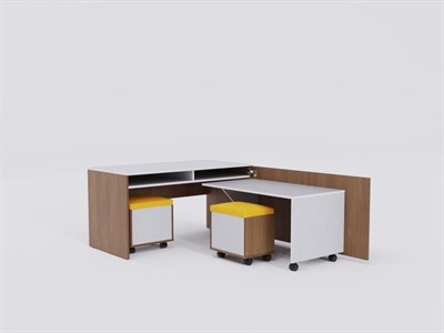 Детский выдвижной стол с пуфами из коллекции СТУГЛ 120х60х62 см - фото 69929183