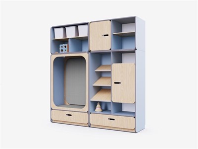 Детская стенка с местом для хранения и прямоугольной зоной отдыха из коллекции «НЕГА» - фото 69930149