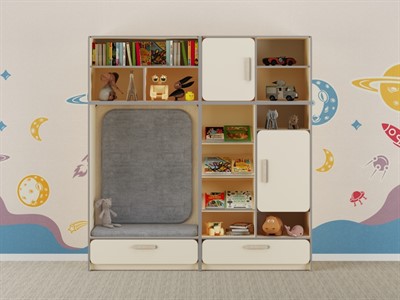 Детская стенка с местом для хранения и прямоугольной зоной отдыха из коллекции мебели «НЕГА» - фото 69933434