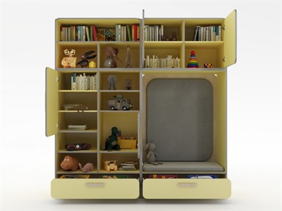 Детская стенка с местом для хранения и прямоугольной зоной отдыха из коллекции мебели «НЕГА» - фото 69933438