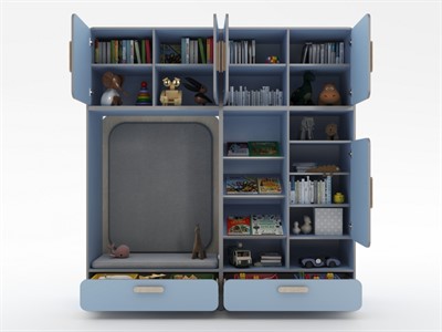 Детская стенка с местом для хранения и прямоугольной зоной отдыха из коллекции мебели «НЕГА» - фото 69933887