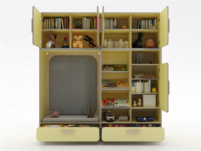 Детская стенка с местом для хранения и прямоугольной зоной отдыха из коллекции мебели «НЕГА» - фото 69933888