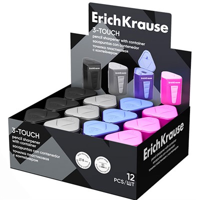 Точилка пластик 3-Touch, с контейнером ассорти 33615 ErichKrause - фото 69934808
