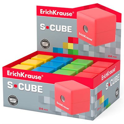 Точилка пластик S-Cube, Neon, с контейнером ассорти 50141 ErichKrause - фото 69934849