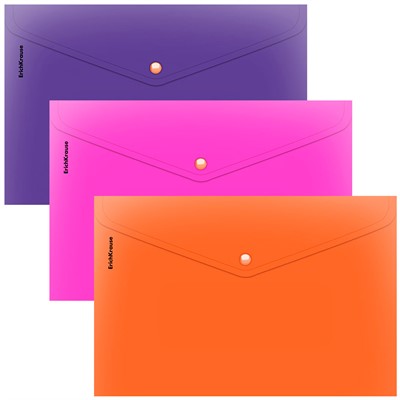 Папка-конверт на кнопке пластиковая Matt Caribbean Suns, A4, непрозрачный, ассорти 54879 ErichKrause - фото 69934890