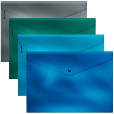 Папка-конверт на кнопке пластиковая Glossy Ice Metallic, A4, непрозрачный, ассорти 50319 ErichKrause - фото 69934909