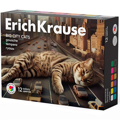 Гуашь 12 цв. по 20 мл Big City Cats 62982 /Erich Krause/ - фото 69934959