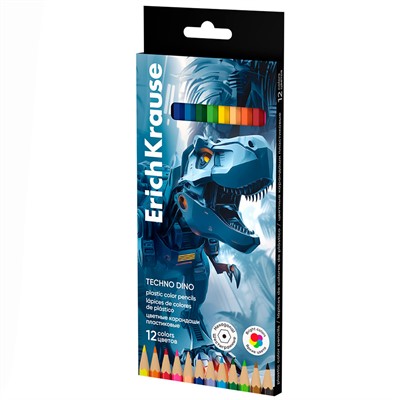 Карандаши цвет. 12 цв. Techno Dino 65013 ErichKrause - фото 69934977