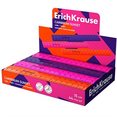 Линейка пластик 15см Caribbean Sunset ассорти 57803 ErichKrause - фото 69934978
