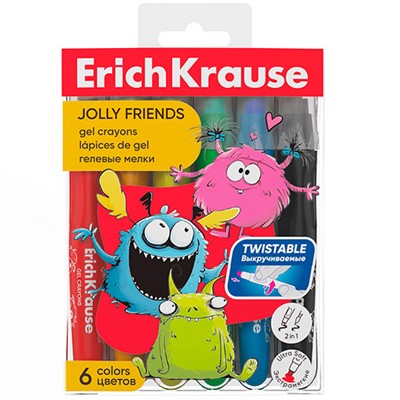 Гелевые мелки 6 цв. Jolly Friends 65539 /Erich Krause/ - фото 69934986