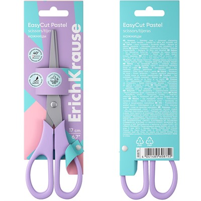 Ножницы 17 см EasyCut Pastel ассорти 60875 ErichKrause - фото 69935348