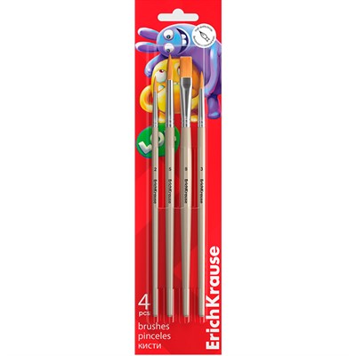 Набор кистей синтетика 4 шт. 61852 ErichKrause Jolly Friends - фото 69935482