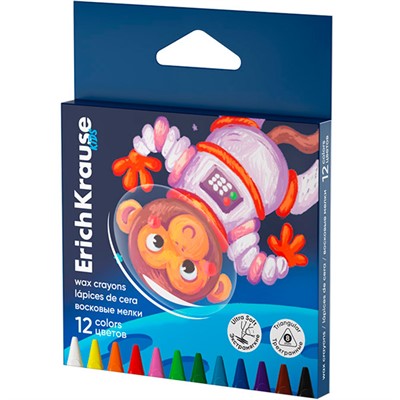 Мелки восковые 12 цв. Kids Space Animals 62945 /Erich Krause/ - фото 69935650